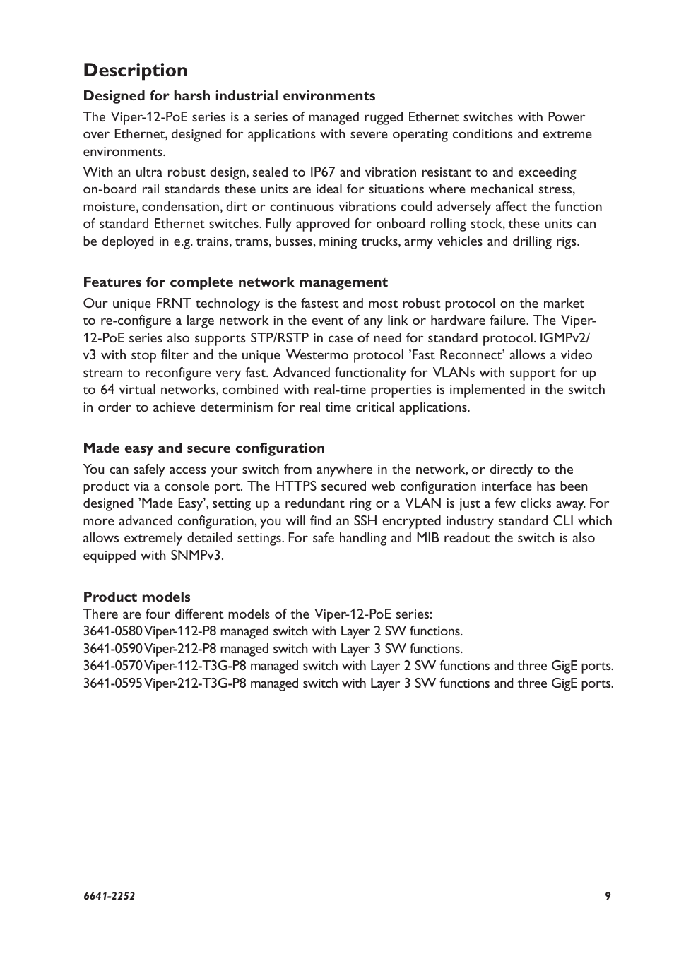 Description | Westermo Viper-x12-p8 User Manual | Page 9 / 20