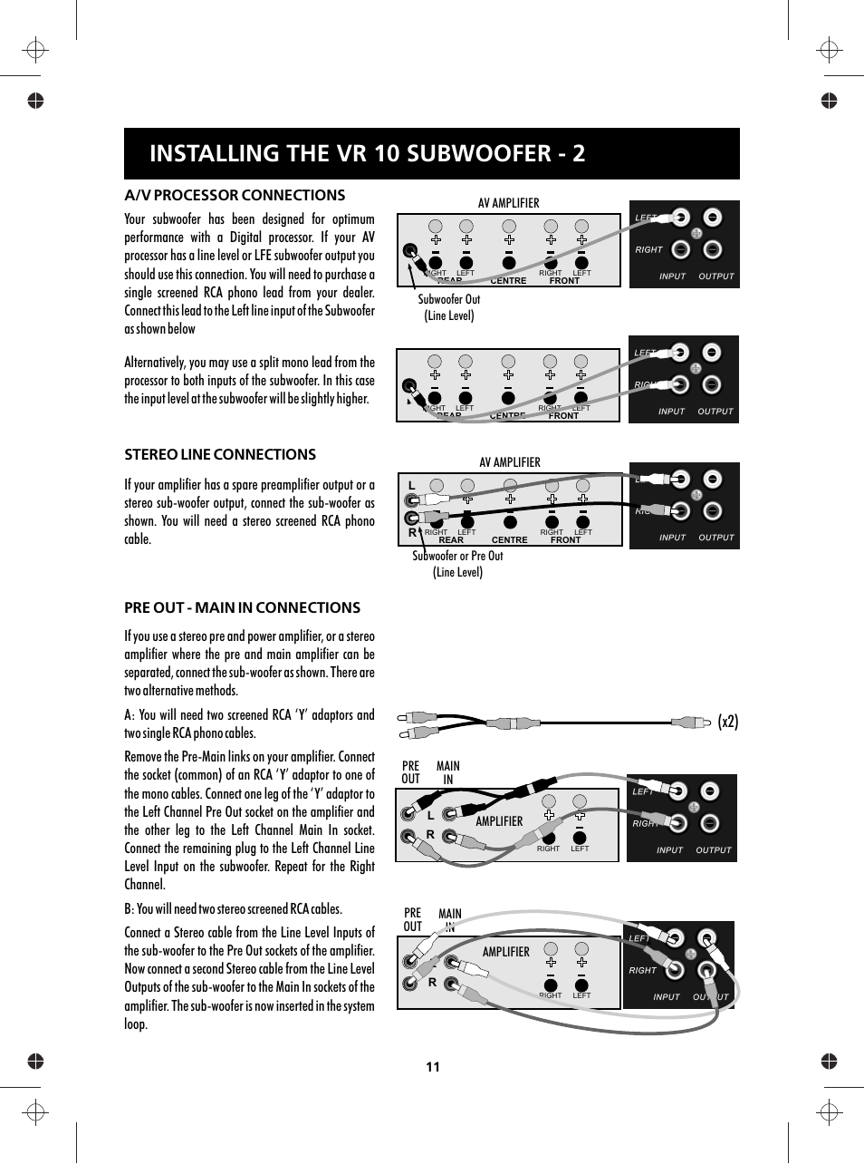 Installing the vr 10 subwoofer - 2 | Wharfedale Vardus Range User Manual | Page 11 / 16