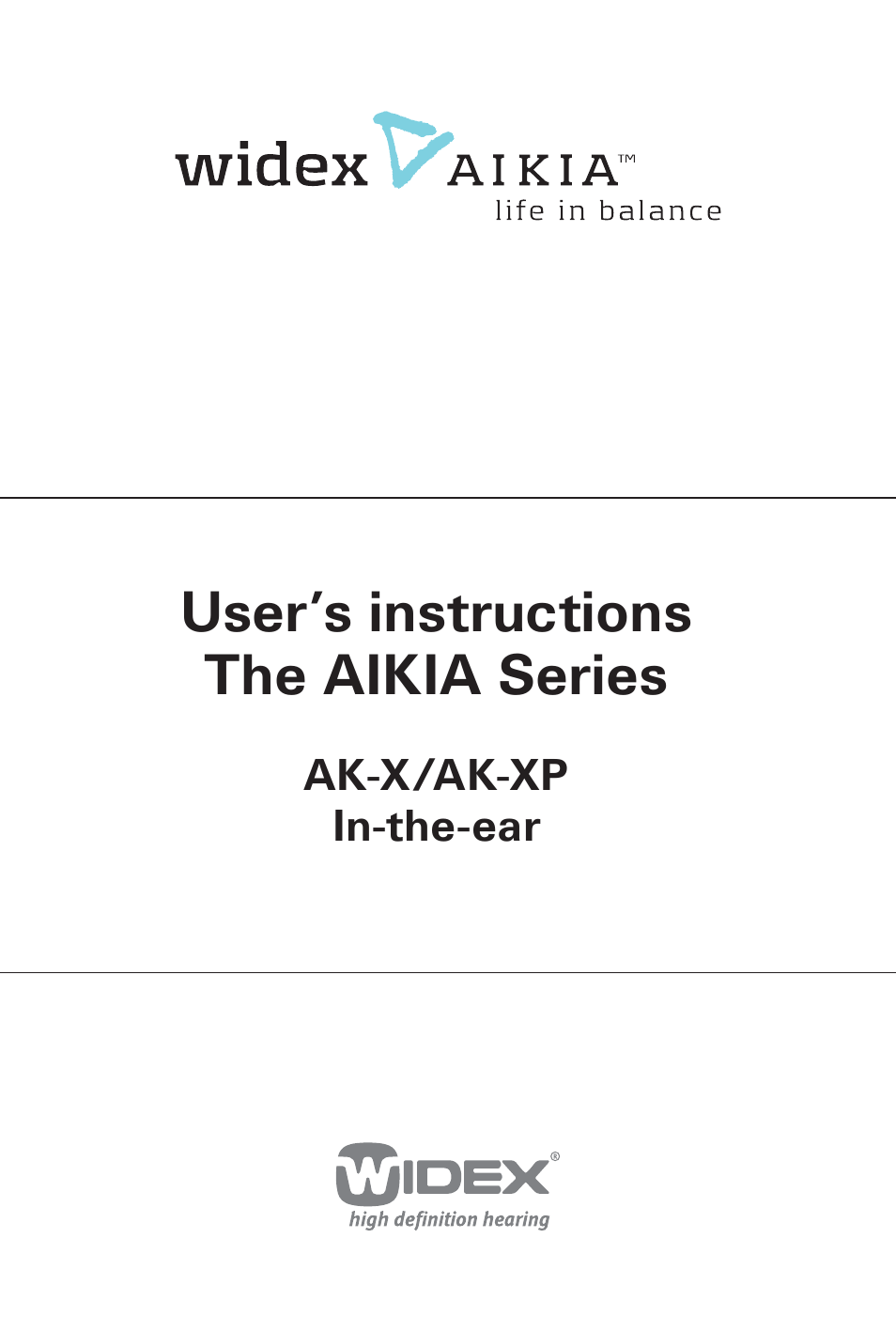 Widex AK-X User Manual | 44 pages