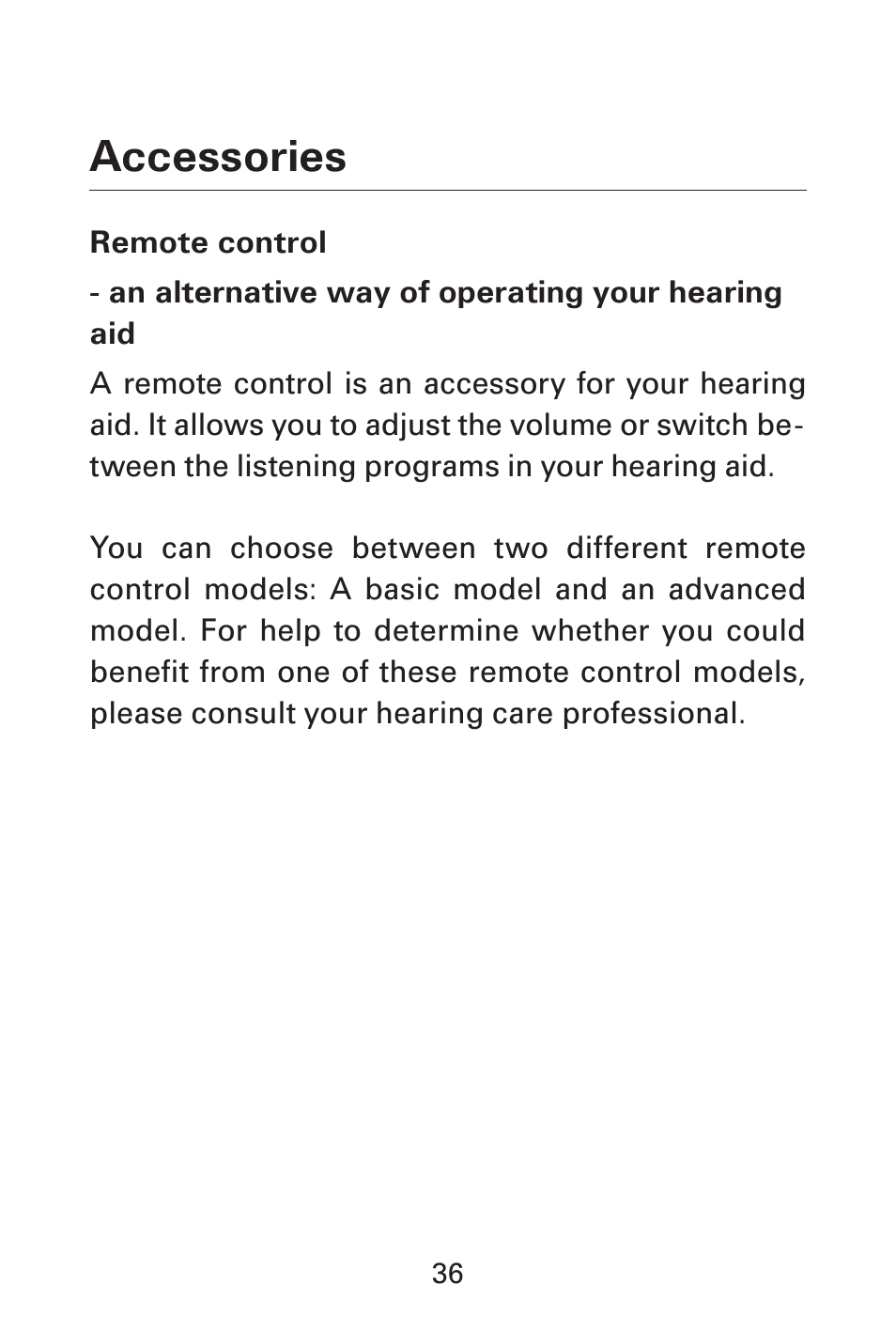 Accessories | Widex AK-X User Manual | Page 36 / 44