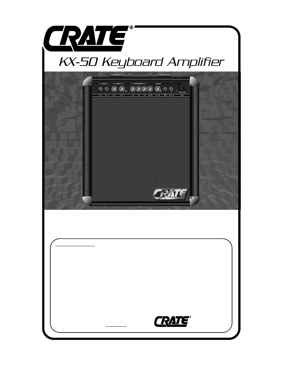Crate Amplifiers KX-50 User Manual | 4 pages