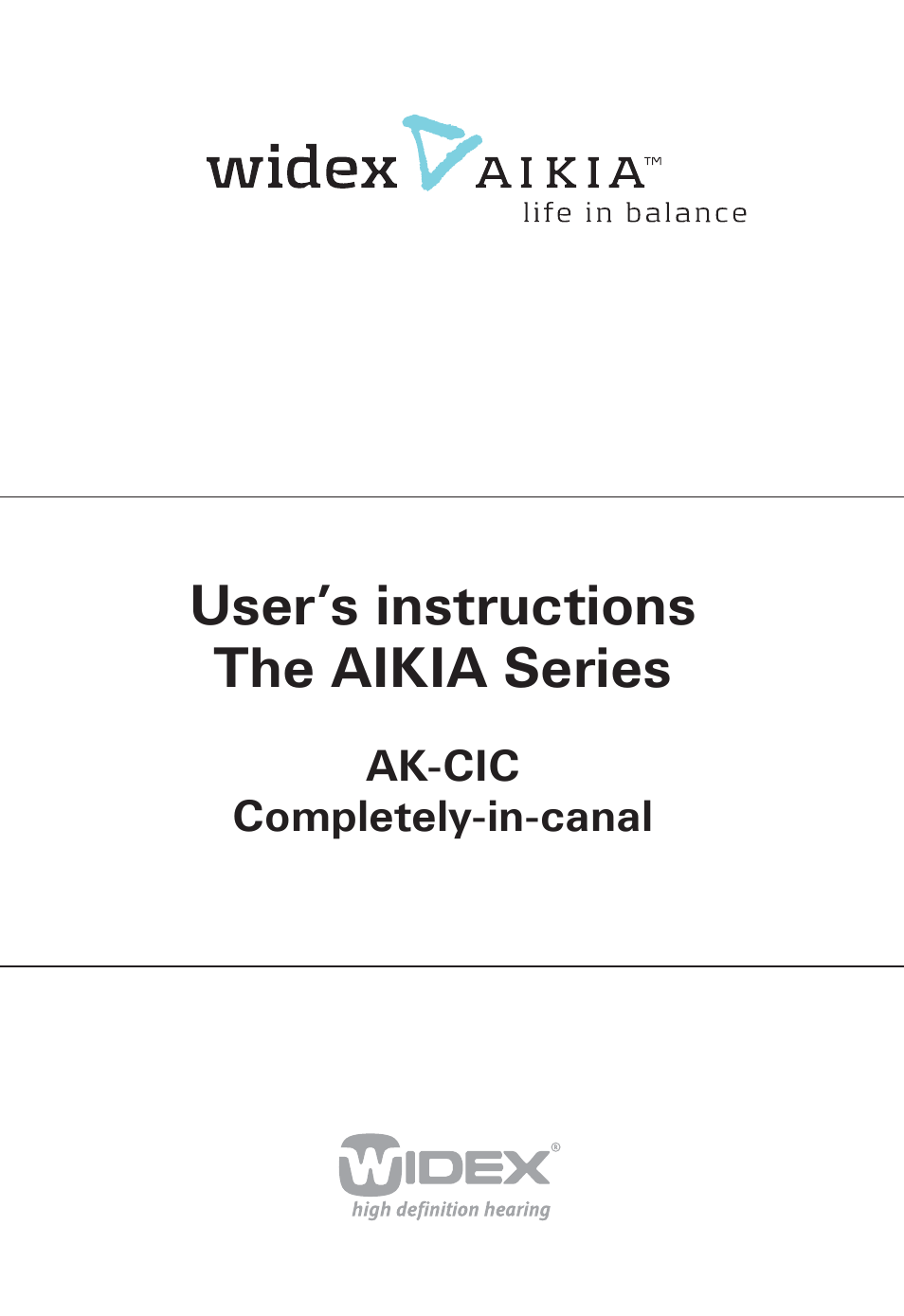 Widex AK-CIC User Manual | 48 pages