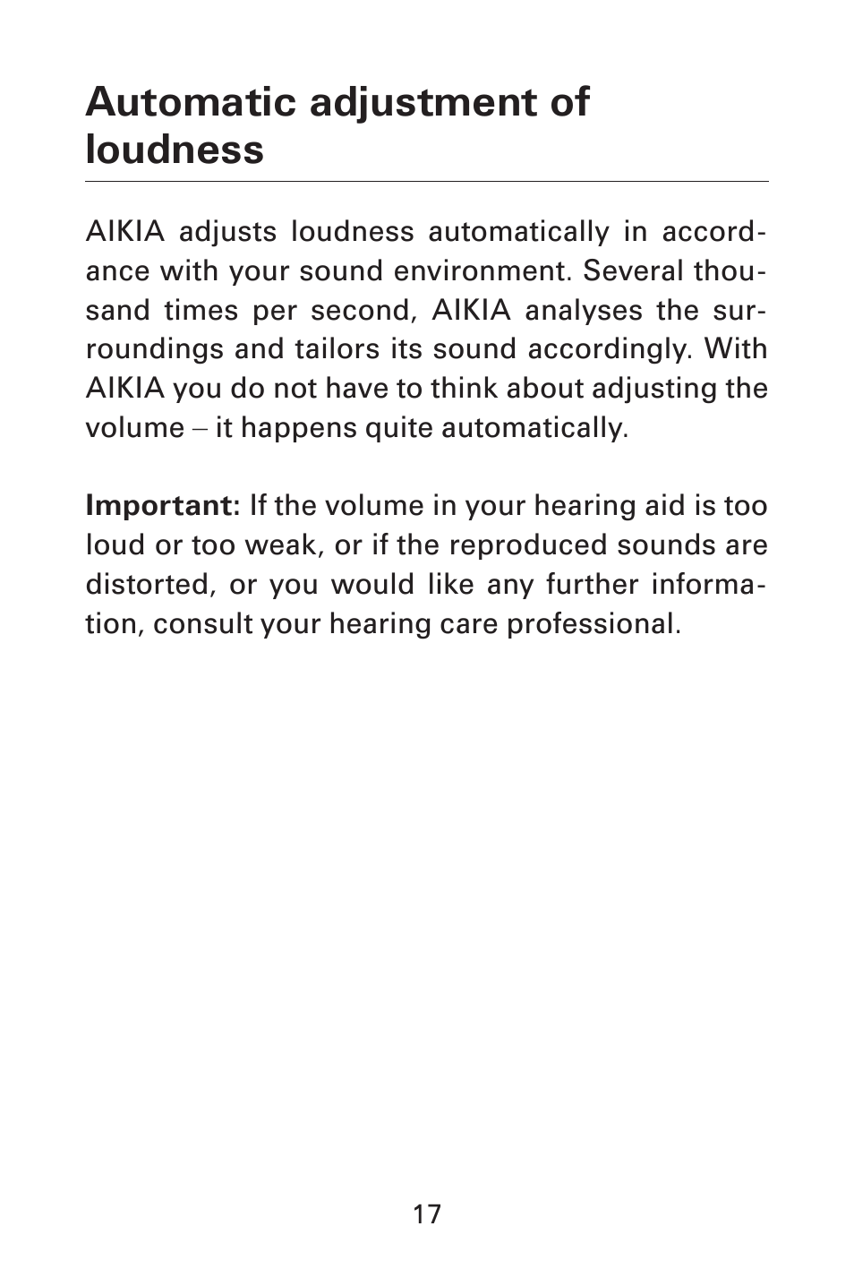 Automatic adjustment of loudness | Widex AK-CIC User Manual | Page 17 / 48