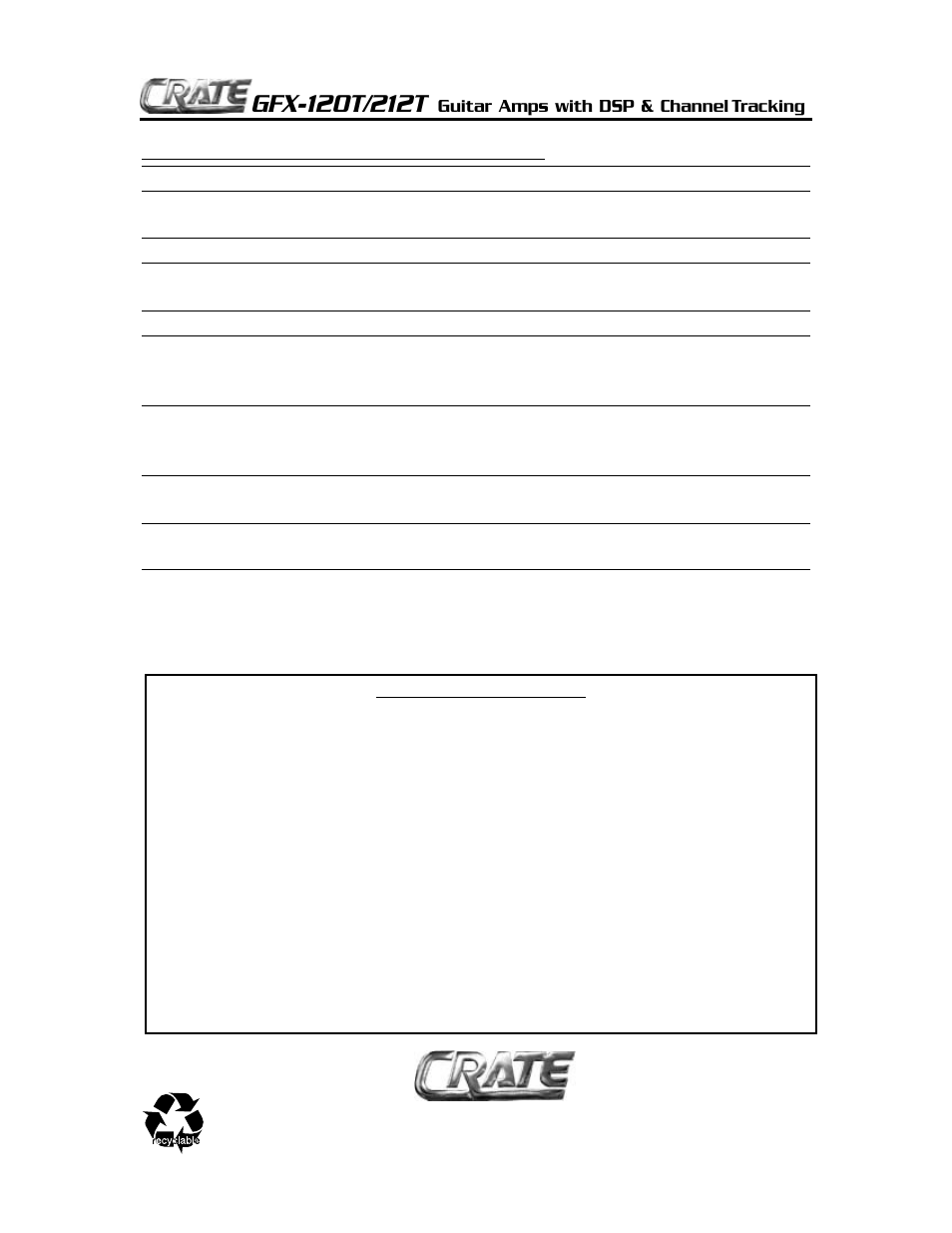 Crate Amplifiers GFX-212T User Manual | Page 8 / 8