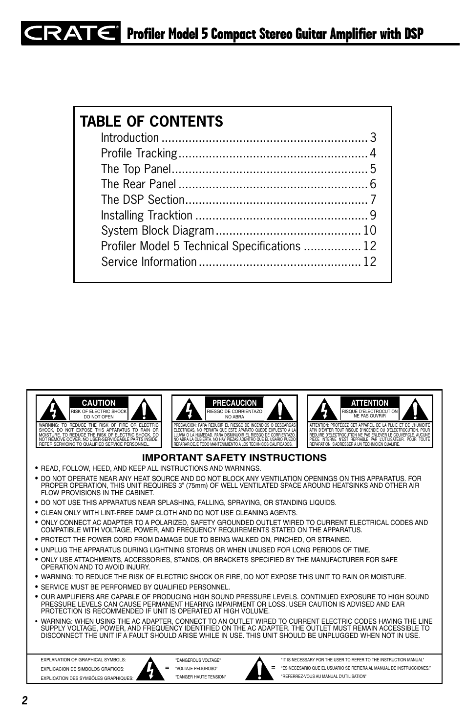 Crate Amplifiers 5 User Manual | Page 2 / 12