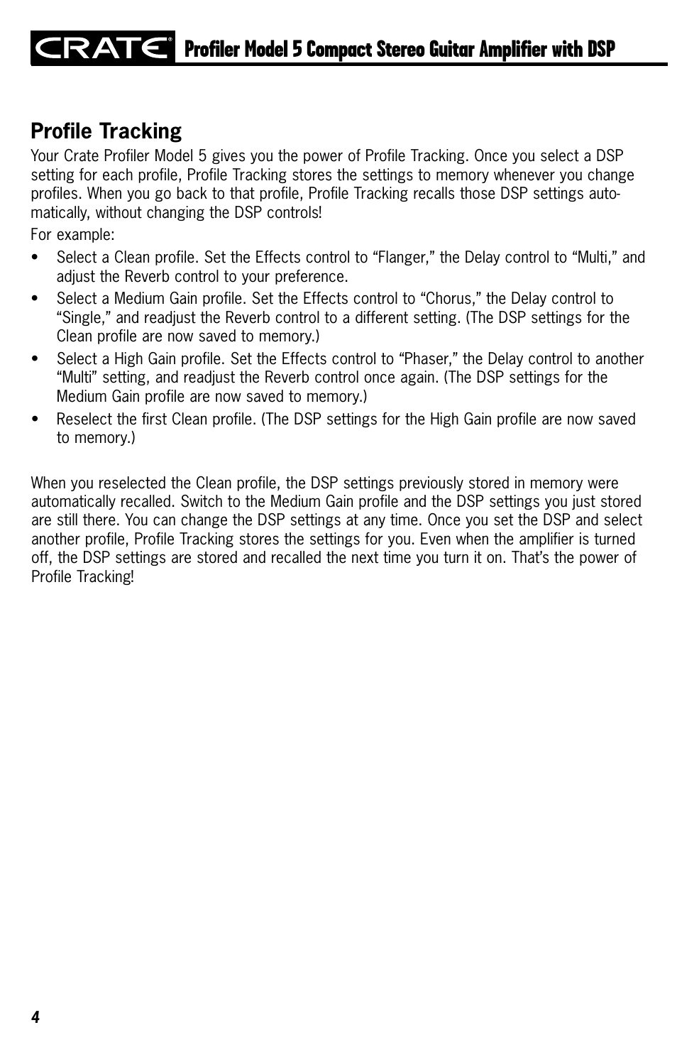 Profile tracking, Profile.tracking | Crate Amplifiers 5 User Manual | Page 4 / 12