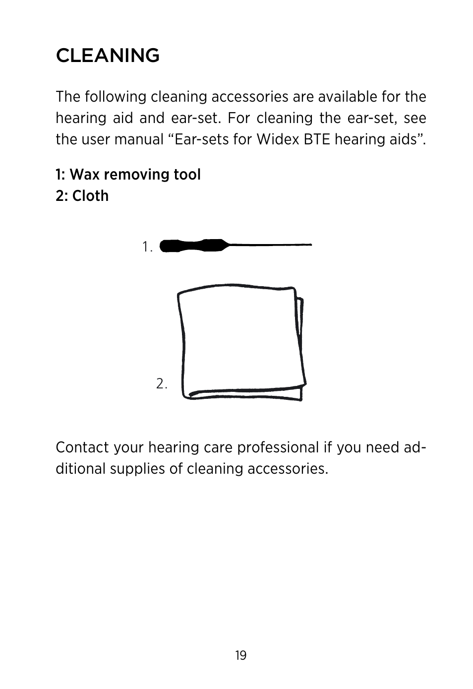 Cleaning | Widex BV-38 User Manual | Page 19 / 36