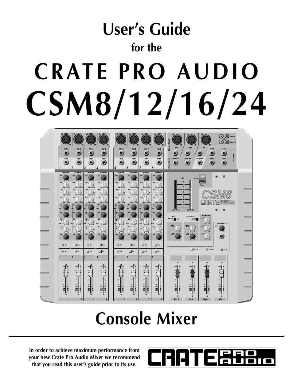 Crate Amplifiers CSM12 User Manual | 16 pages