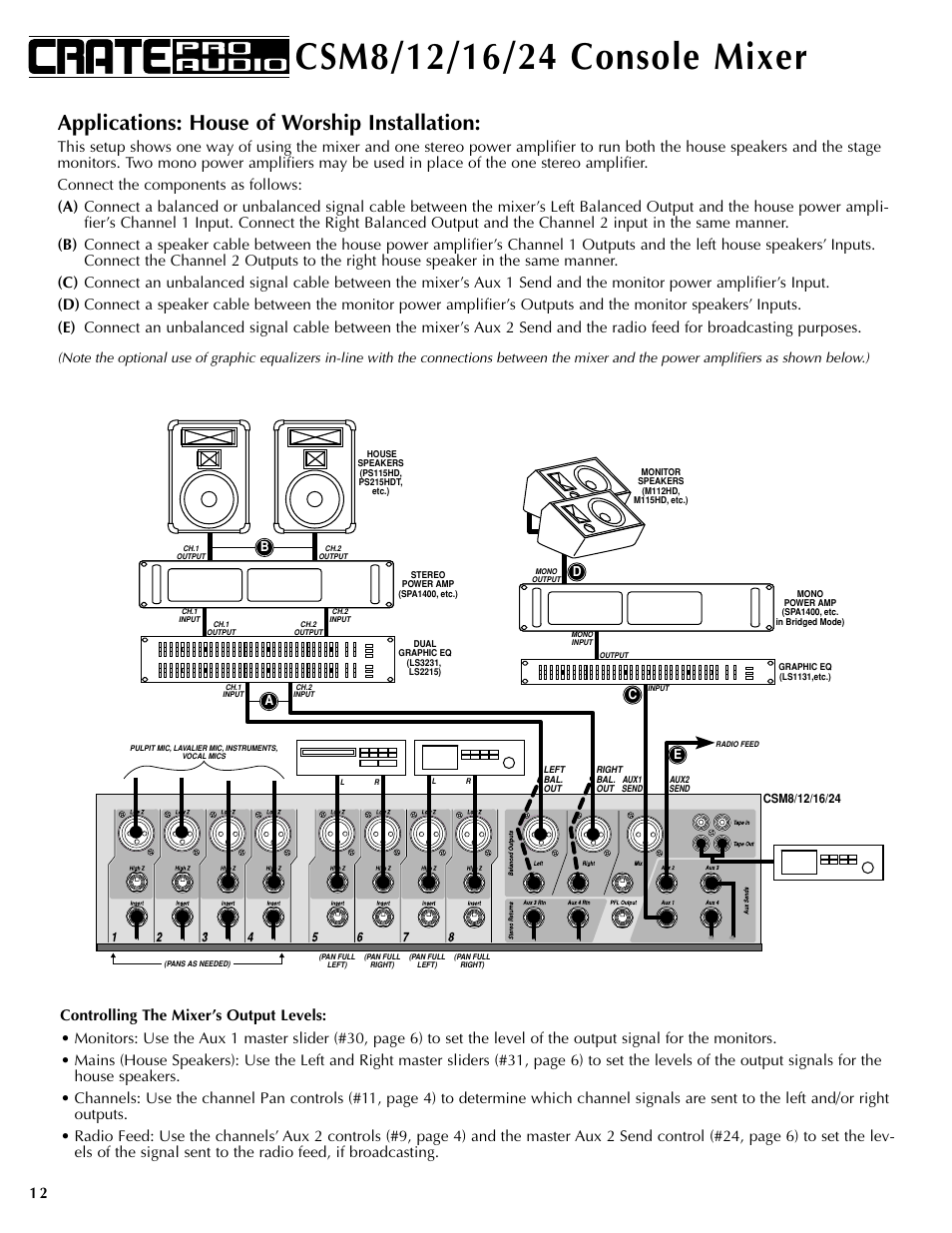 Applications: house of worship installation | Crate Amplifiers CSM12 User Manual | Page 12 / 16