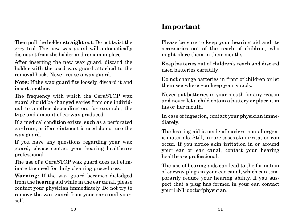 Important | Widex B2-CIC User Manual | Page 16 / 21