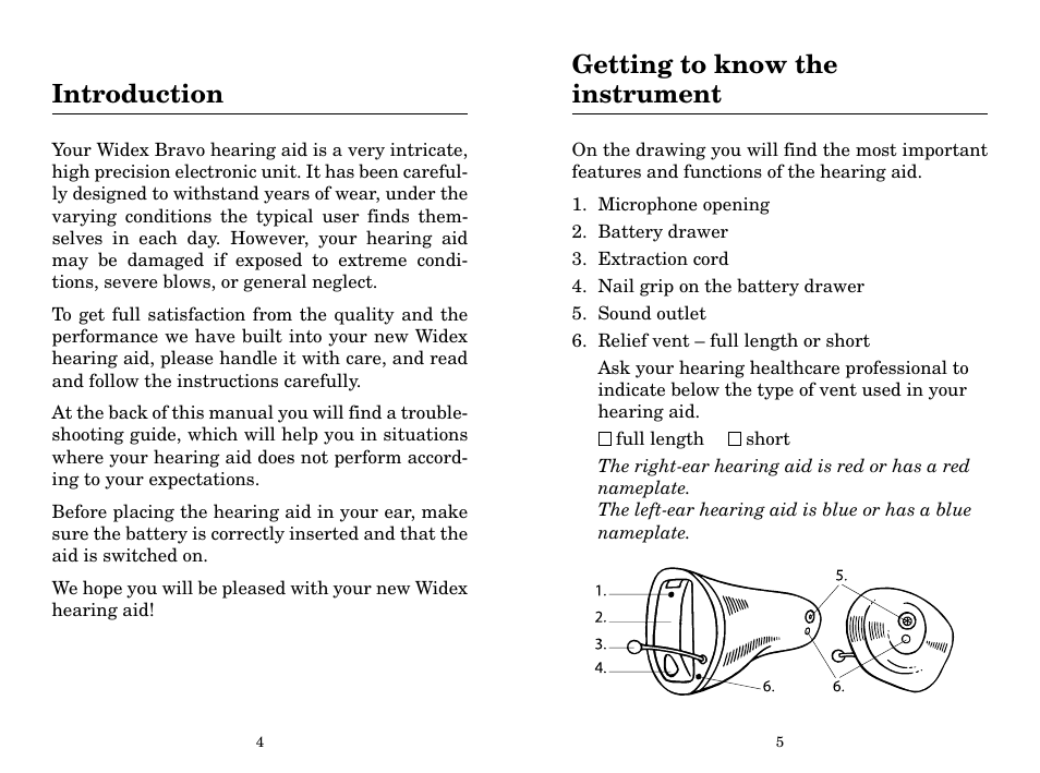 Introduction, Getting to know the instrument | Widex B2-CIC User Manual | Page 3 / 21