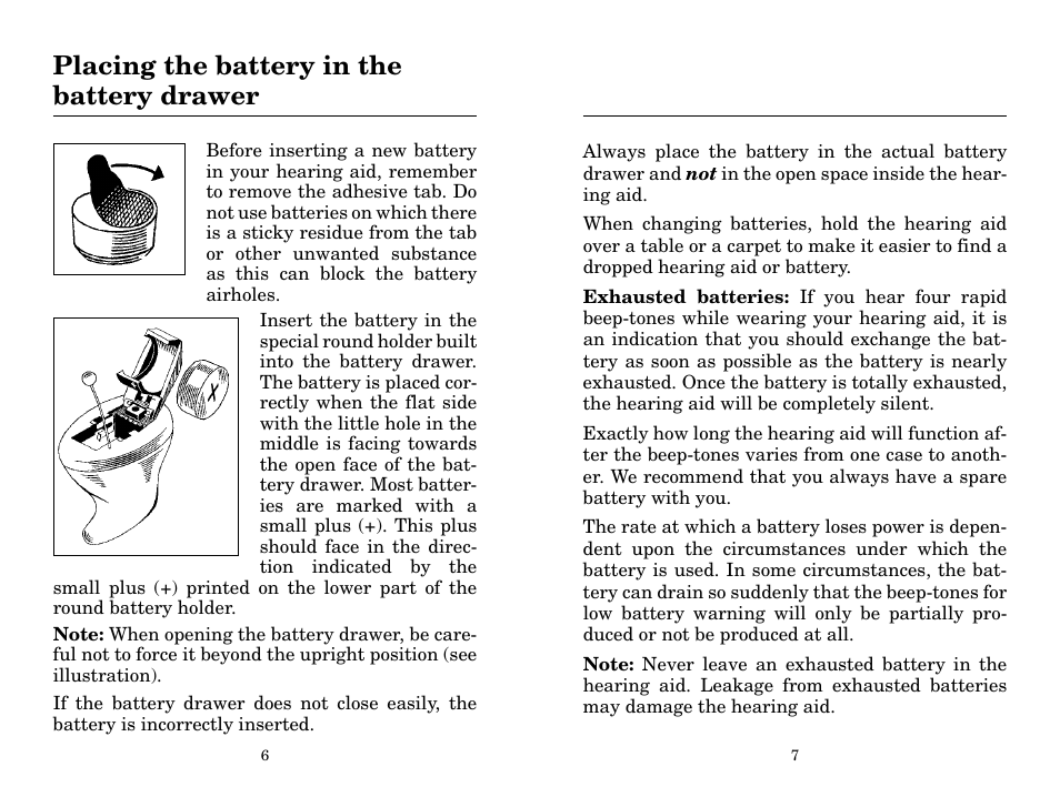 Placing the battery in the battery drawer | Widex B2-CIC User Manual | Page 4 / 21