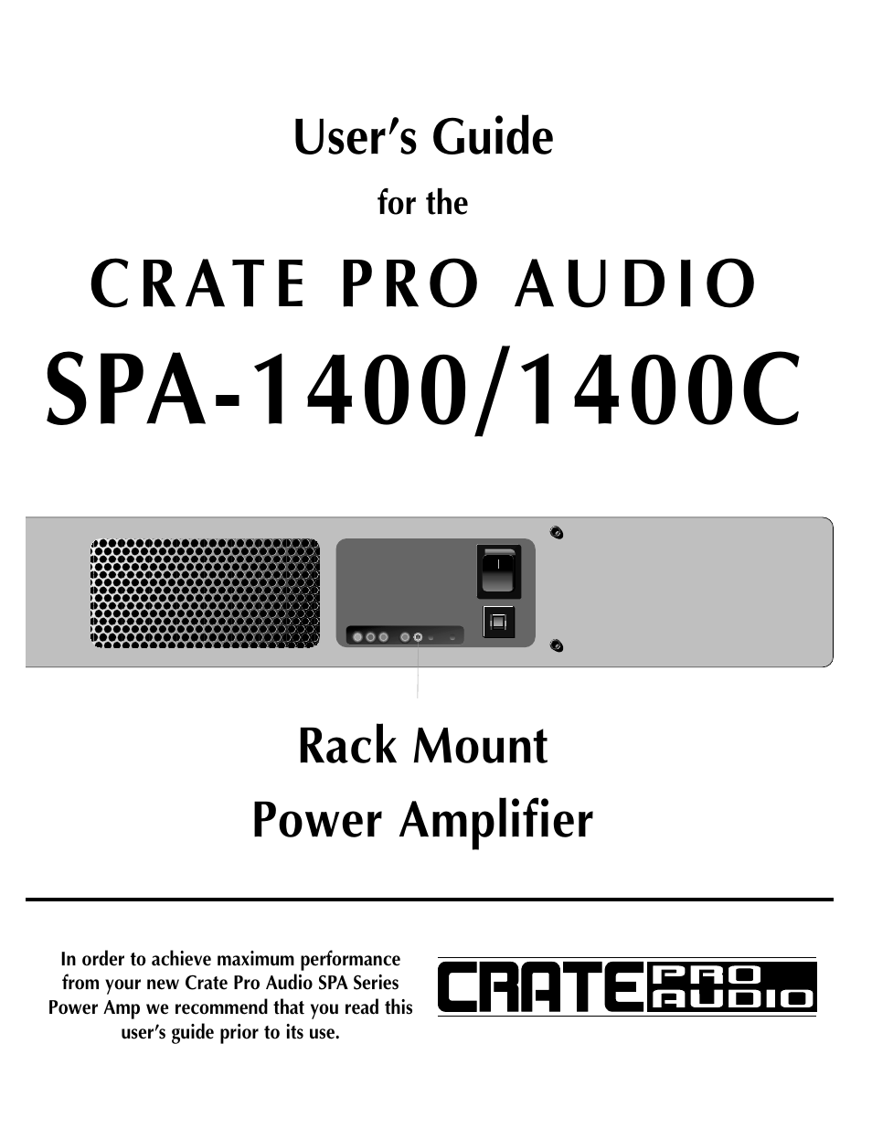Crate Amplifiers SPA-1400 User Manual | 24 pages
