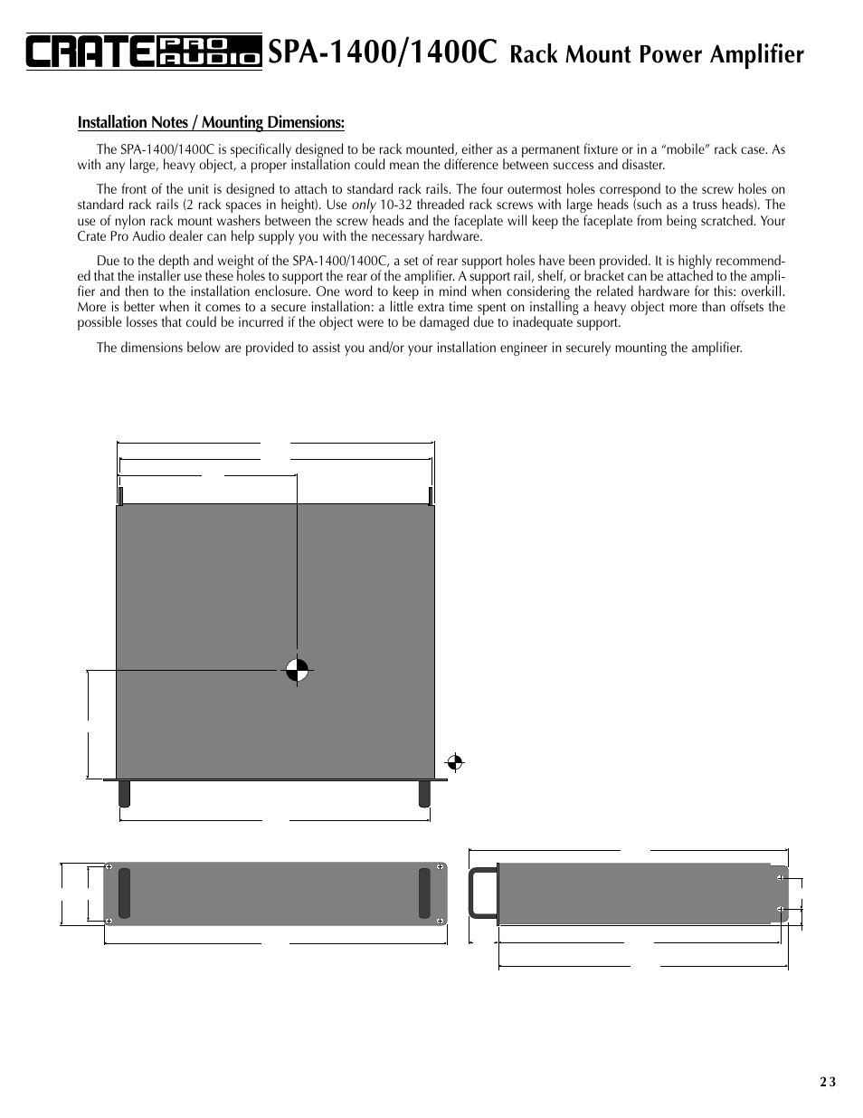 Rack mount power amplifier | Crate Amplifiers SPA-1400 User Manual | Page 23 / 24