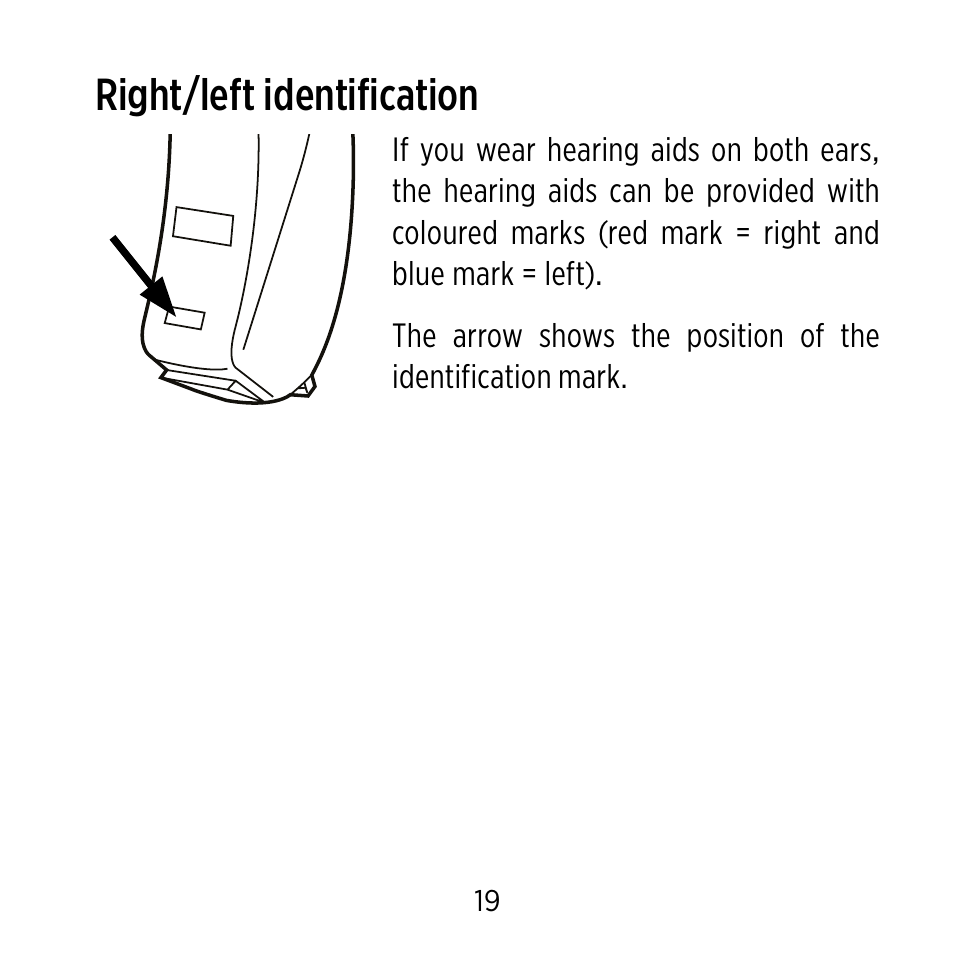 Right/left identification | Widex C-9 User Manual | Page 19 / 76