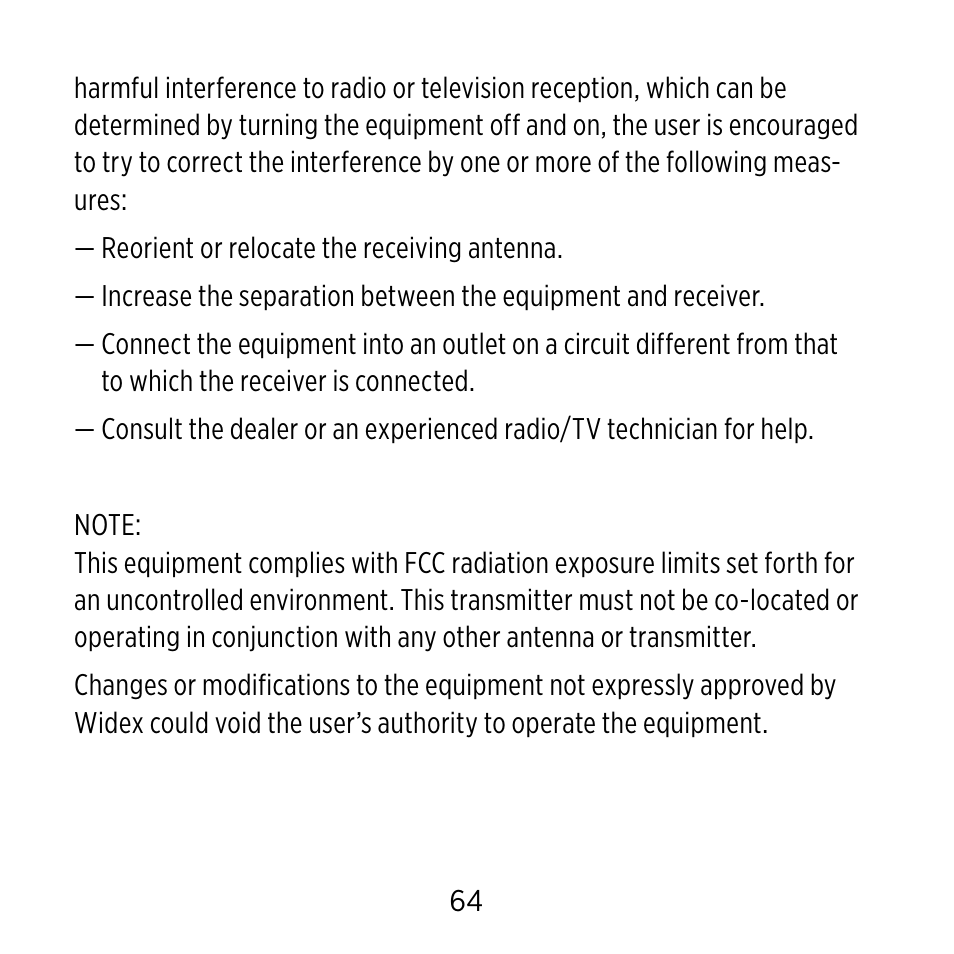 Widex C-9 User Manual | Page 64 / 76