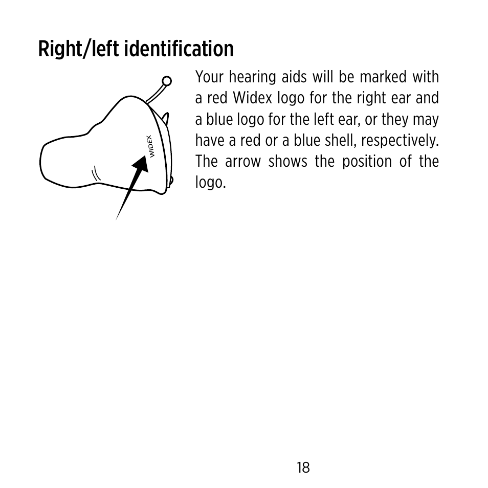 Right/left identification | Widex C-CIC User Manual | Page 18 / 84