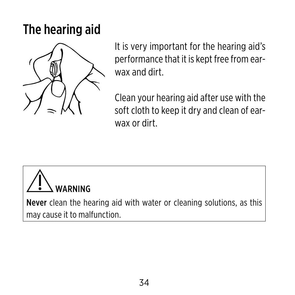 The hearing aid | Widex C-CIC User Manual | Page 34 / 84