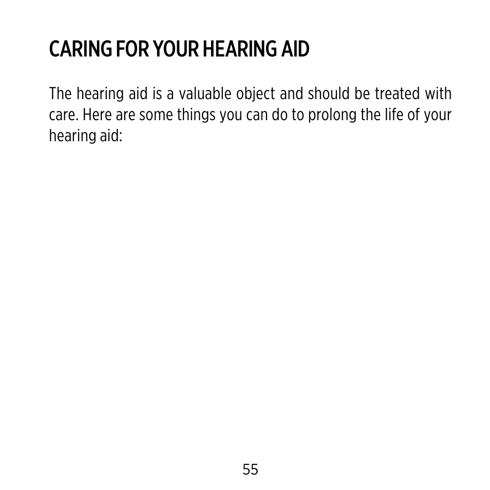 Caring for your hearing aid | Widex C-CIC User Manual | Page 55 / 84
