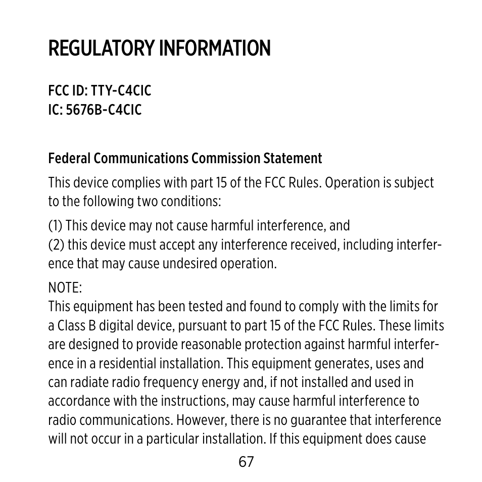 Regulatory information | Widex C-CIC User Manual | Page 67 / 84