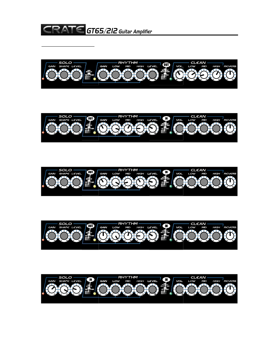 Suggested settings: 6, Guitar amplifier | Crate Amplifiers GT65/212 User Manual | Page 6 / 8