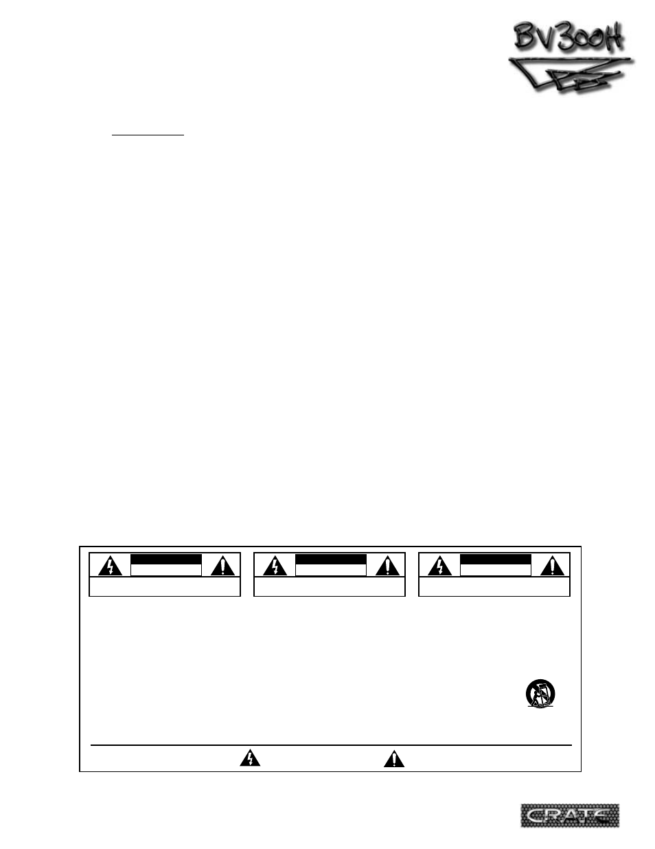 Crate Amplifiers BV300H User Manual | Page 2 / 15