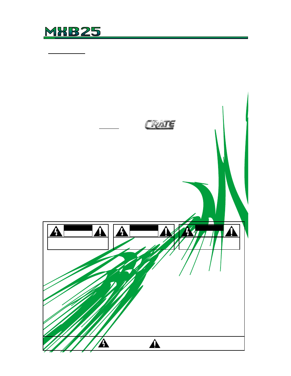 Crate Amplifiers MXB25 User Manual | Page 2 / 8