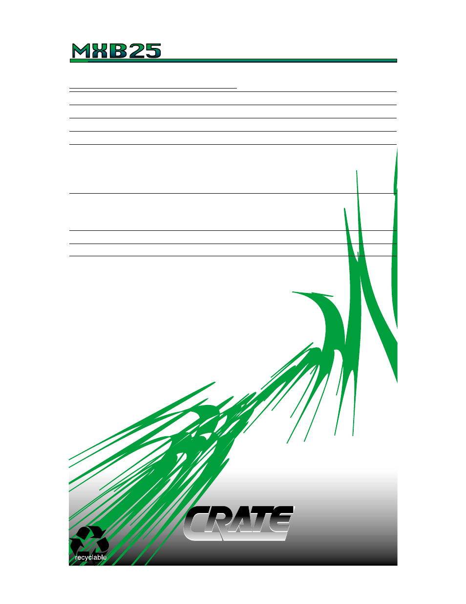 Crate, Bass amplifier | Crate Amplifiers MXB25 User Manual | Page 8 / 8