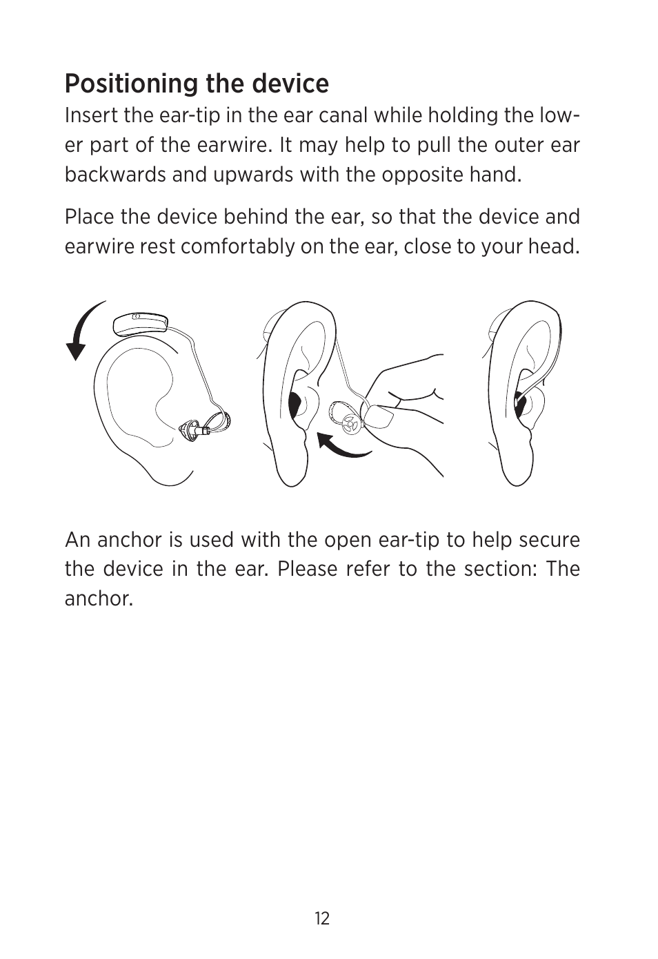 Positioning the device | Widex C2-PA (RIC) User Manual | Page 12 / 44