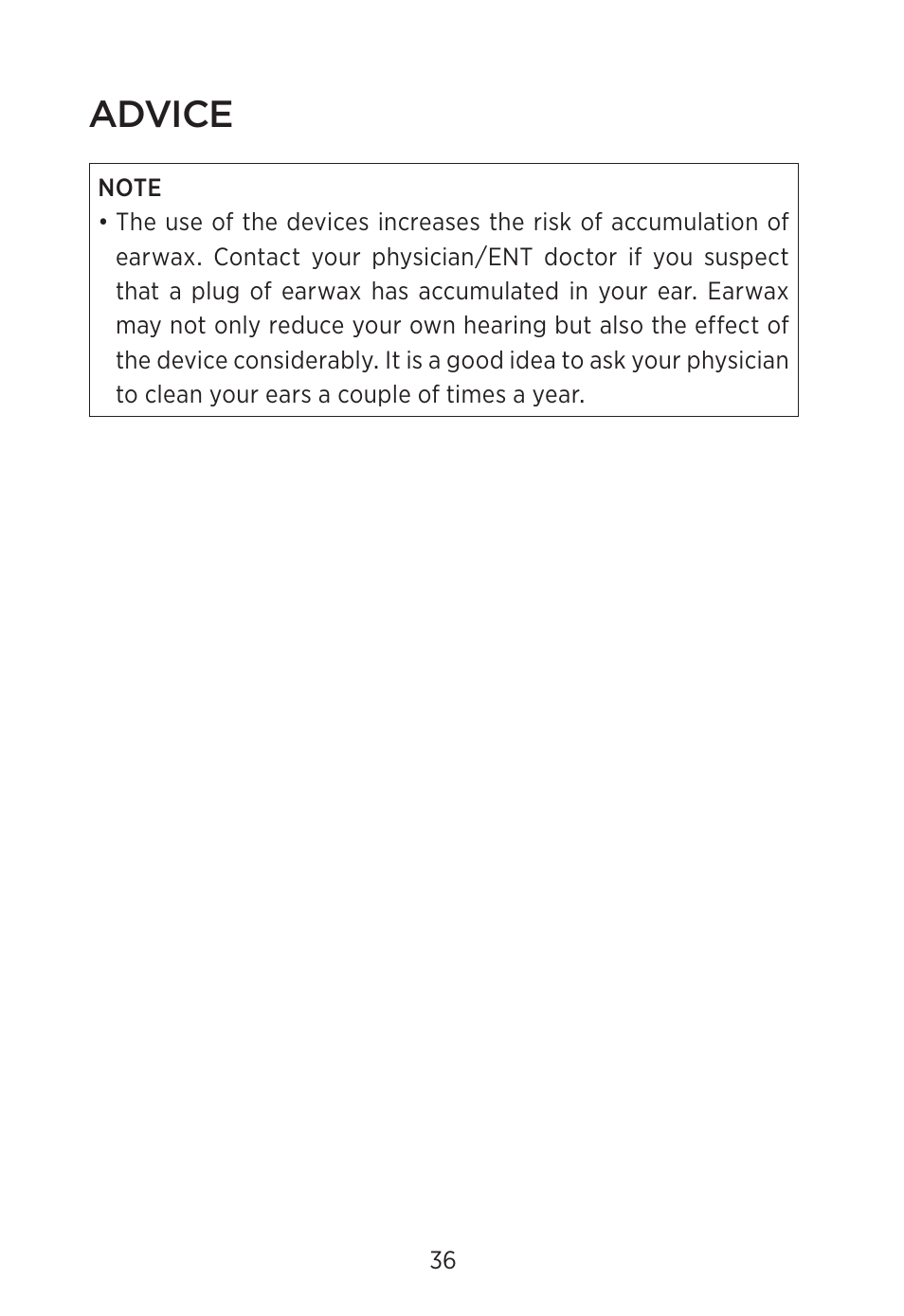 Advice | Widex C2-PA (RIC) User Manual | Page 36 / 44
