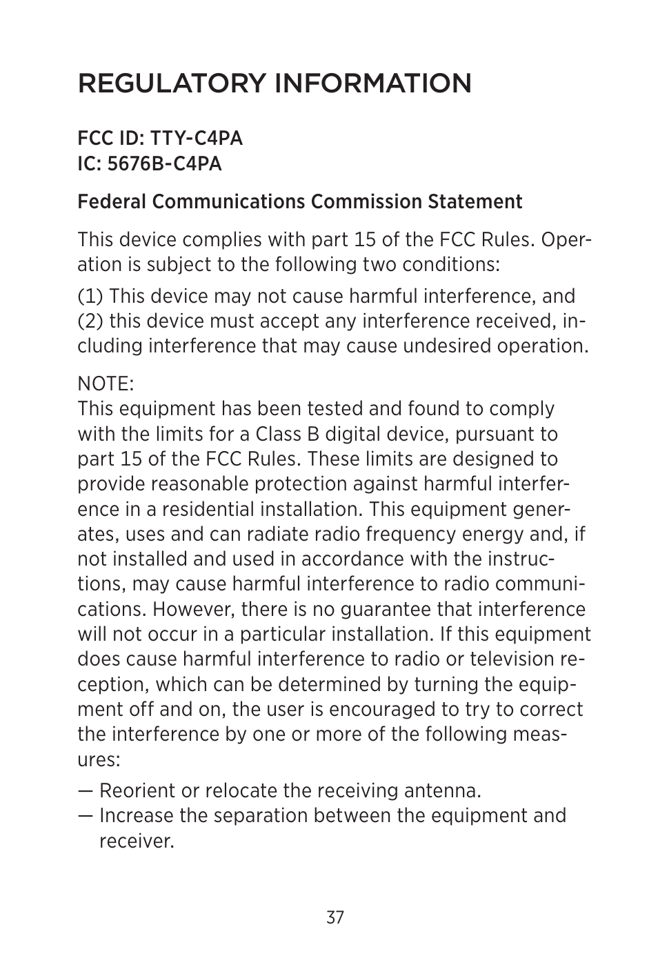 Regulatory information | Widex C2-PA (RIC) User Manual | Page 37 / 44