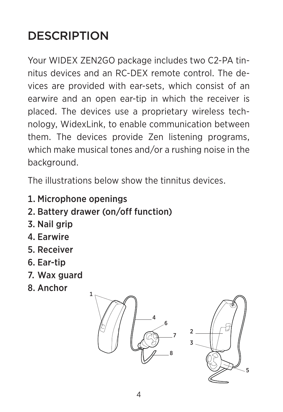 Description | Widex C2-PA (RIC) User Manual | Page 4 / 44
