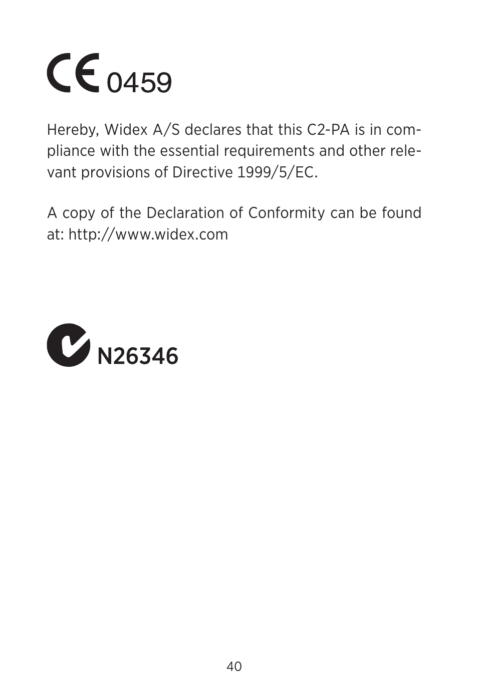 Widex C2-PA (RIC) User Manual | Page 40 / 44