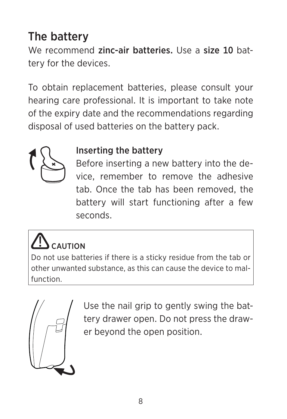The battery | Widex C2-PA (RIC) User Manual | Page 8 / 44