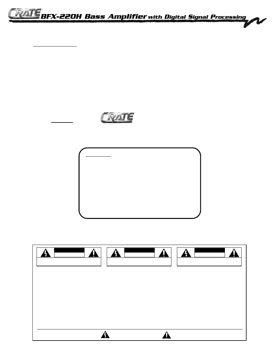 Crate Amplifiers BFX-220H User Manual | Page 2 / 8