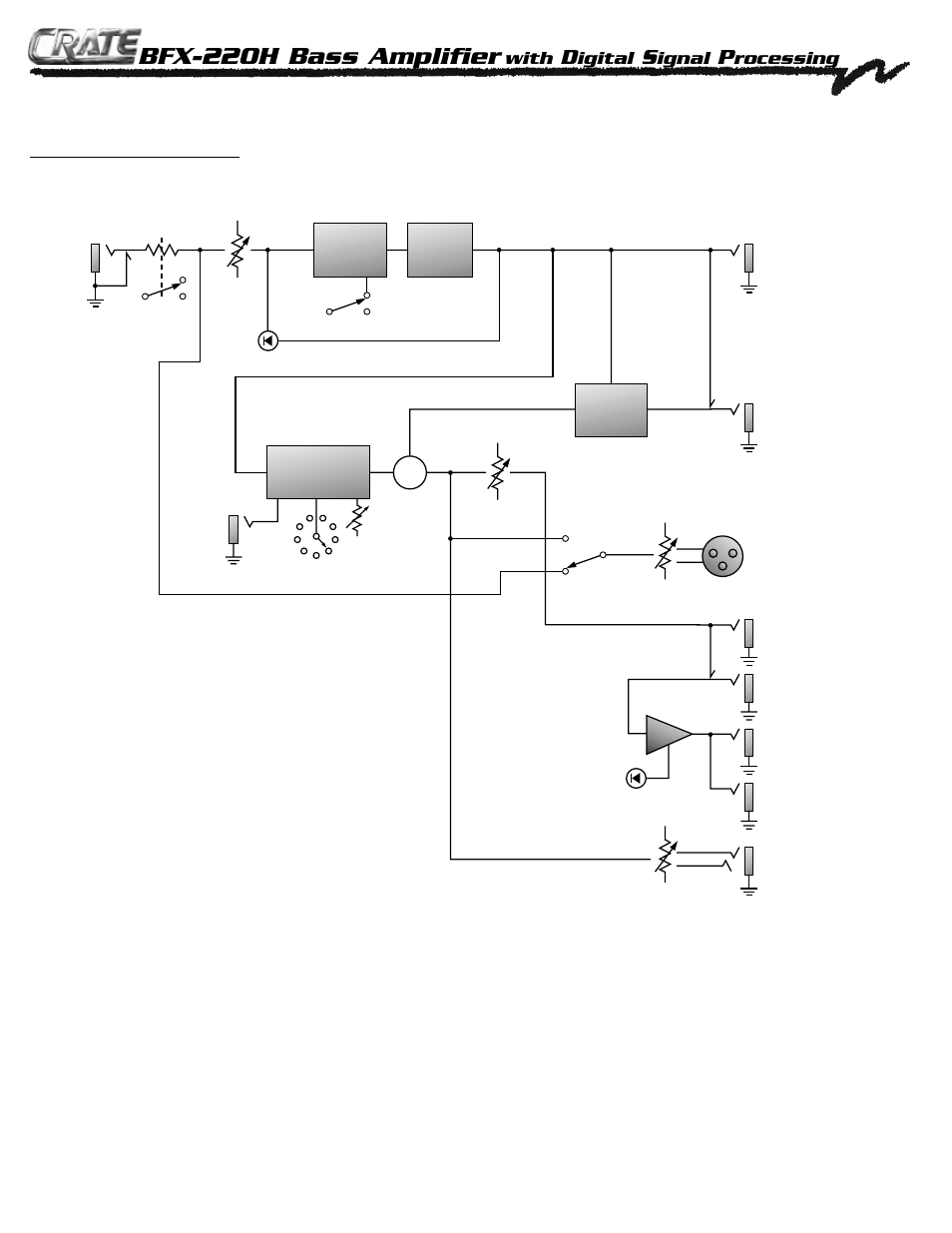 Bfx-220h bass amplifier, With, Igital | Ignal, Rocessing 7 system blcok diagram | Crate Amplifiers BFX-220H User Manual | Page 7 / 8