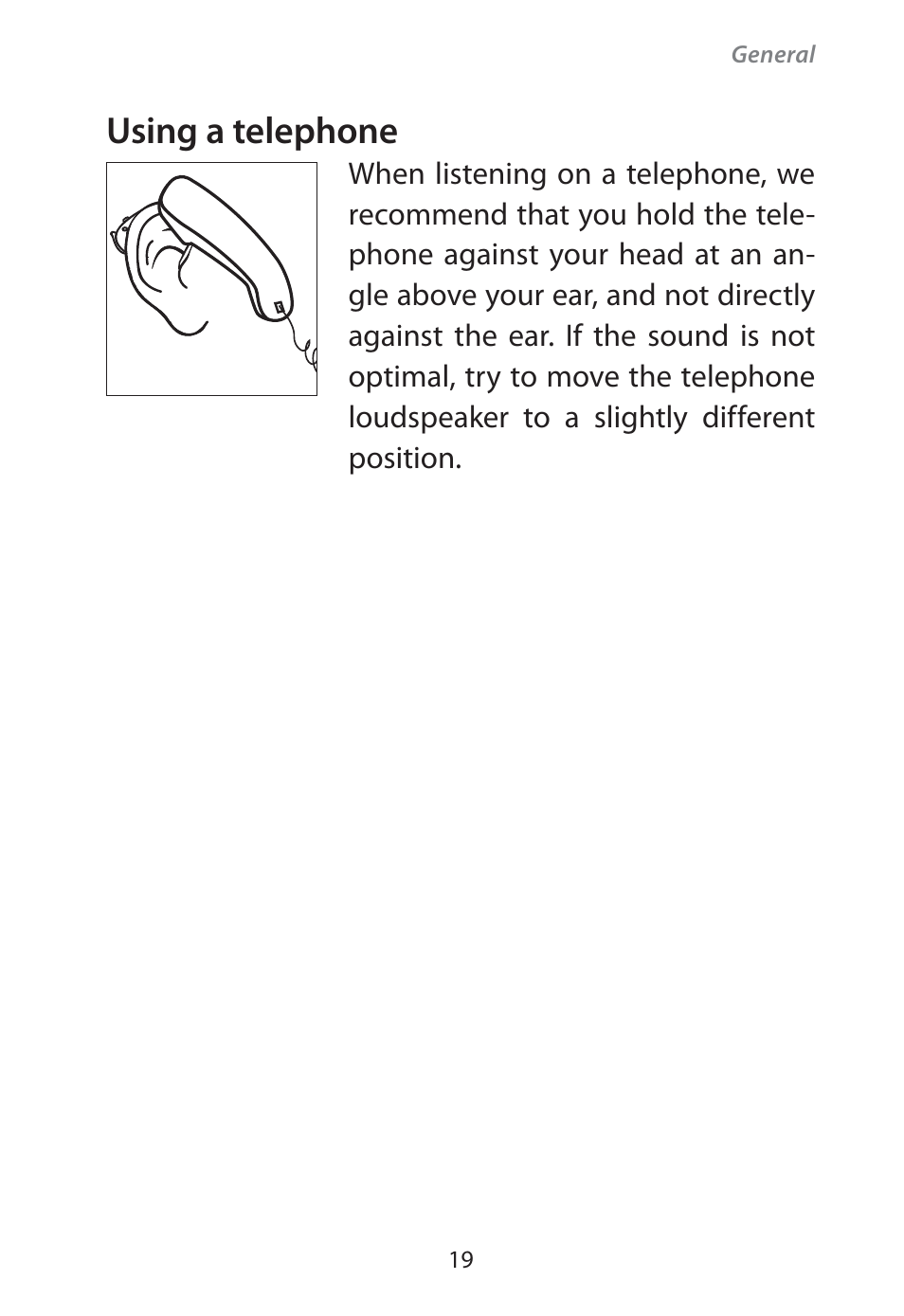 Using a telephone | Widex Flash-m User Manual | Page 19 / 64