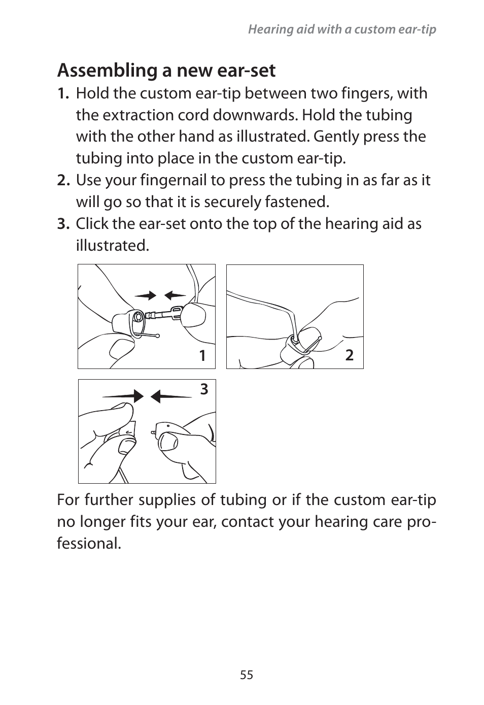 Assembling a new ear-set | Widex Flash-m User Manual | Page 55 / 64