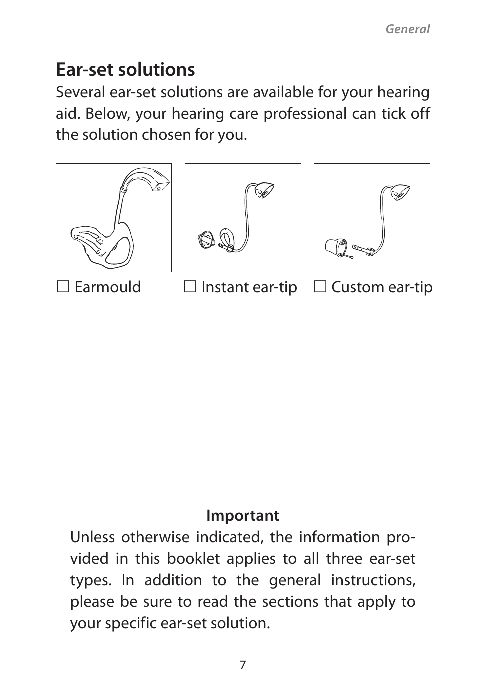Ear-set solutions | Widex Flash-m User Manual | Page 7 / 64