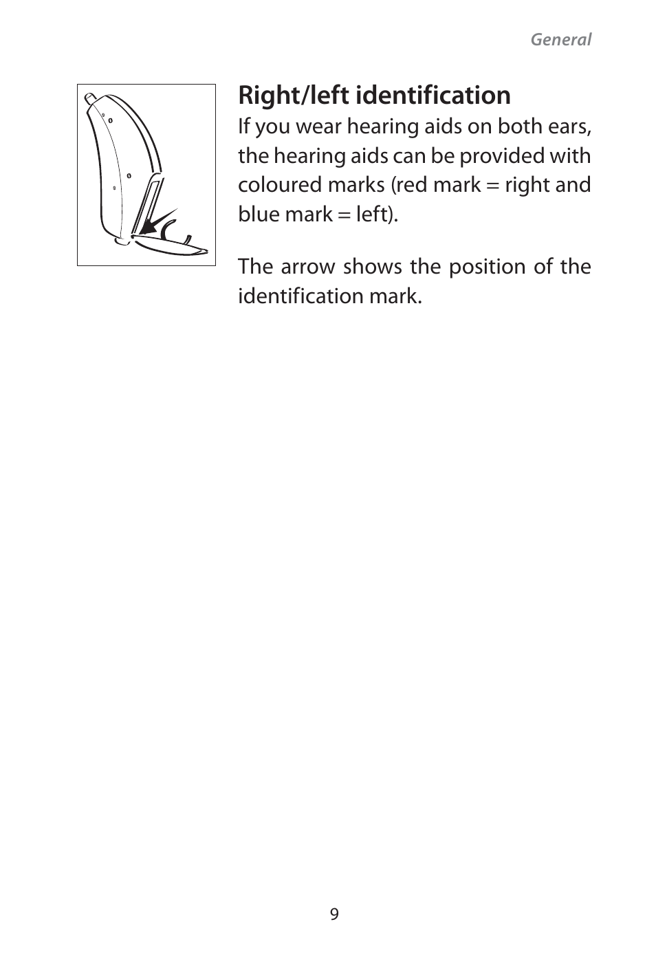 Right/left identification | Widex Flash-m User Manual | Page 9 / 64