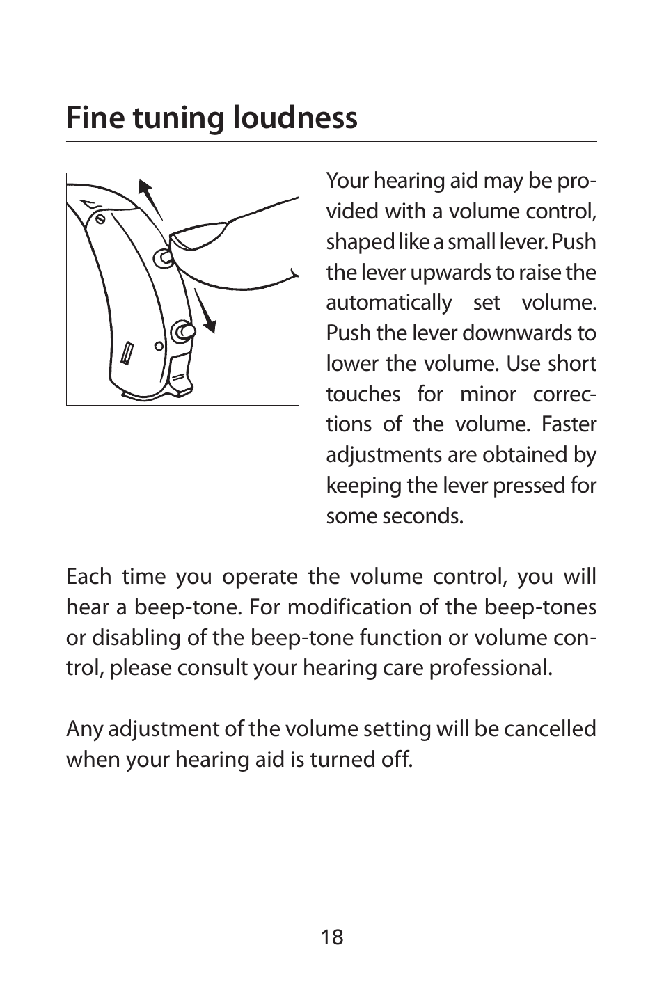 Fine tuning loudness | Widex FL-9é Custom User Manual | Page 18 / 52