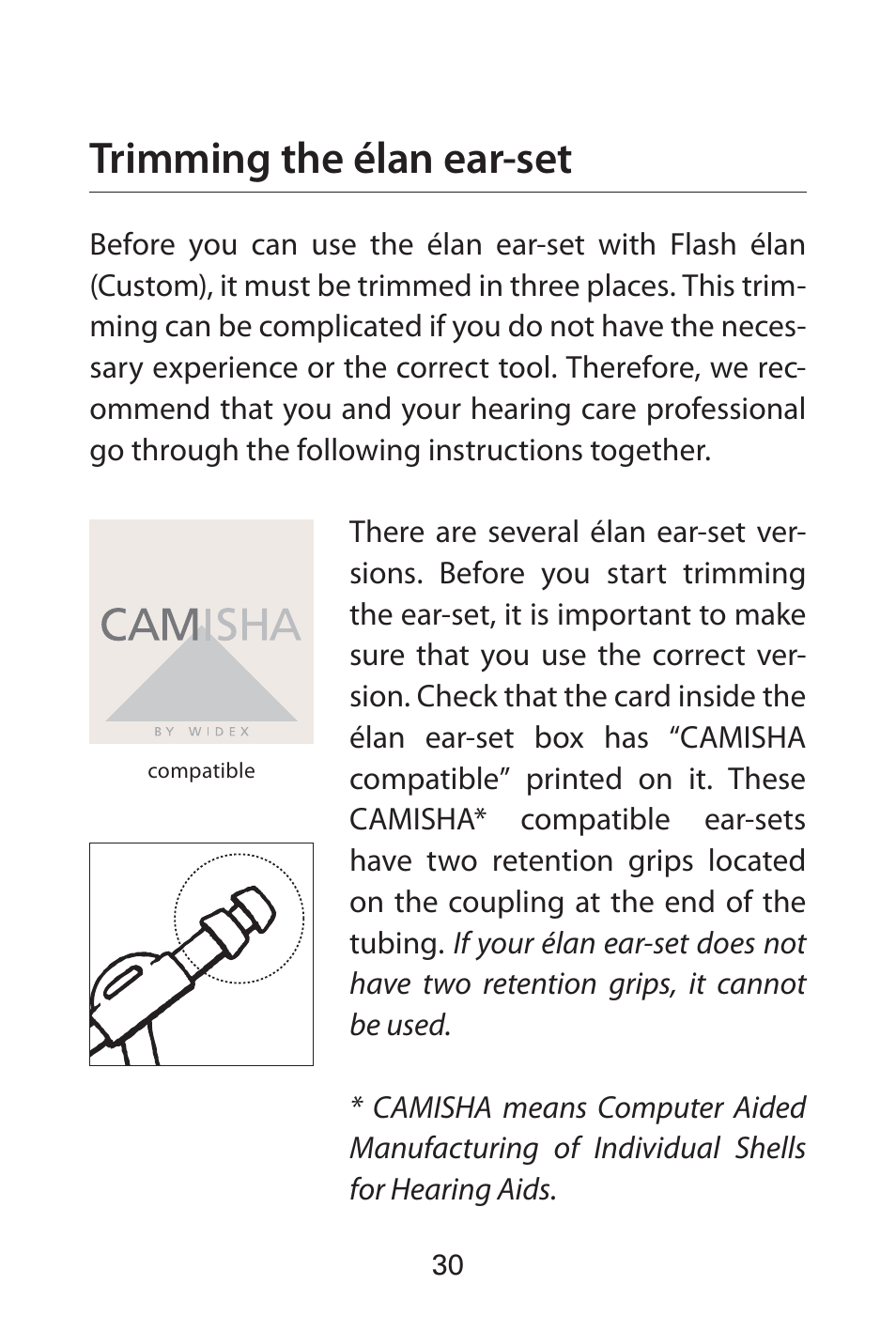 Trimming the élan ear-set | Widex FL-9é Custom User Manual | Page 30 / 52