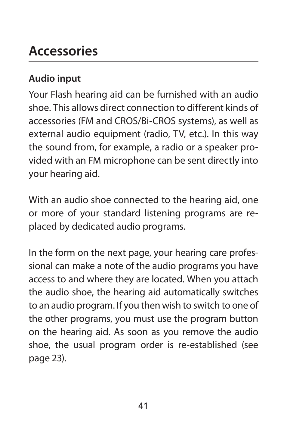 Accessories | Widex FL-9é Custom User Manual | Page 41 / 52