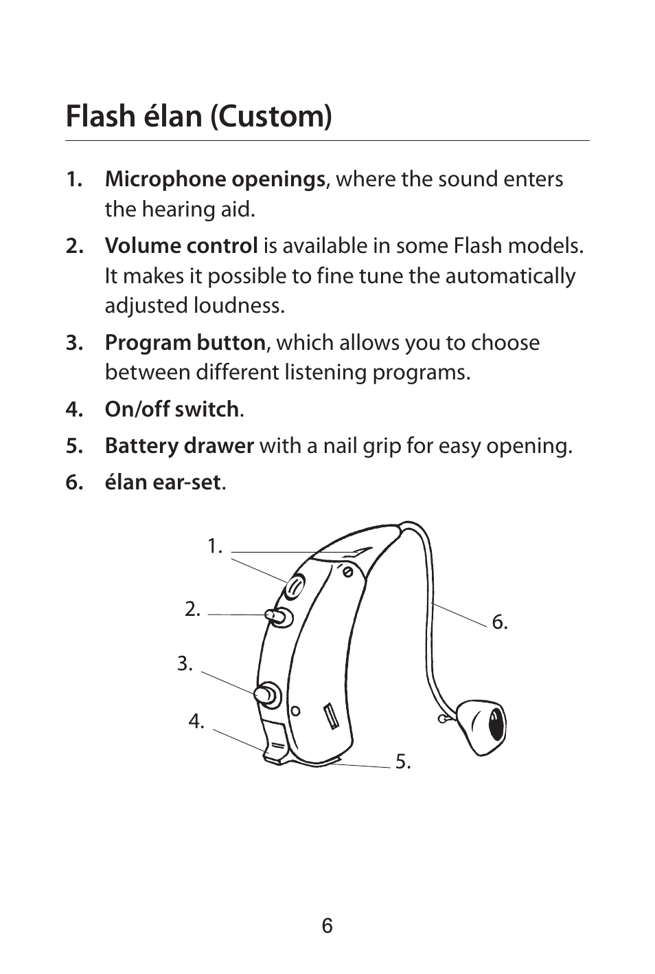 Flash élan (custom) | Widex FL-9é Custom User Manual | Page 6 / 52