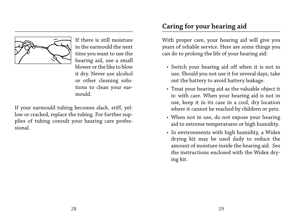 Caring for your hearing aid | Widex IN-19 User Manual | Page 15 / 23