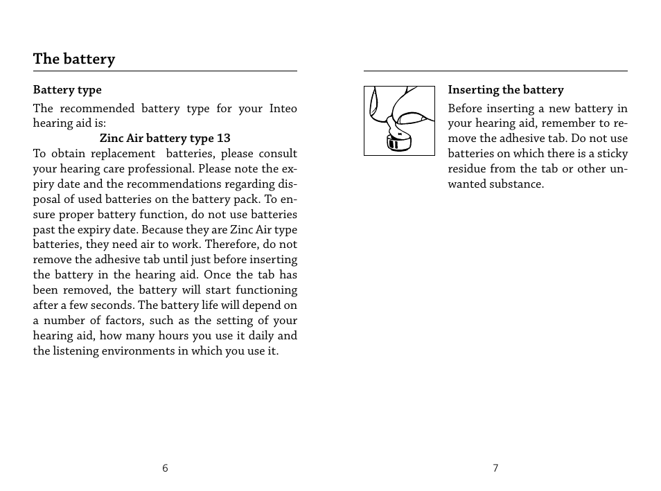 The battery | Widex IN-19 User Manual | Page 4 / 23