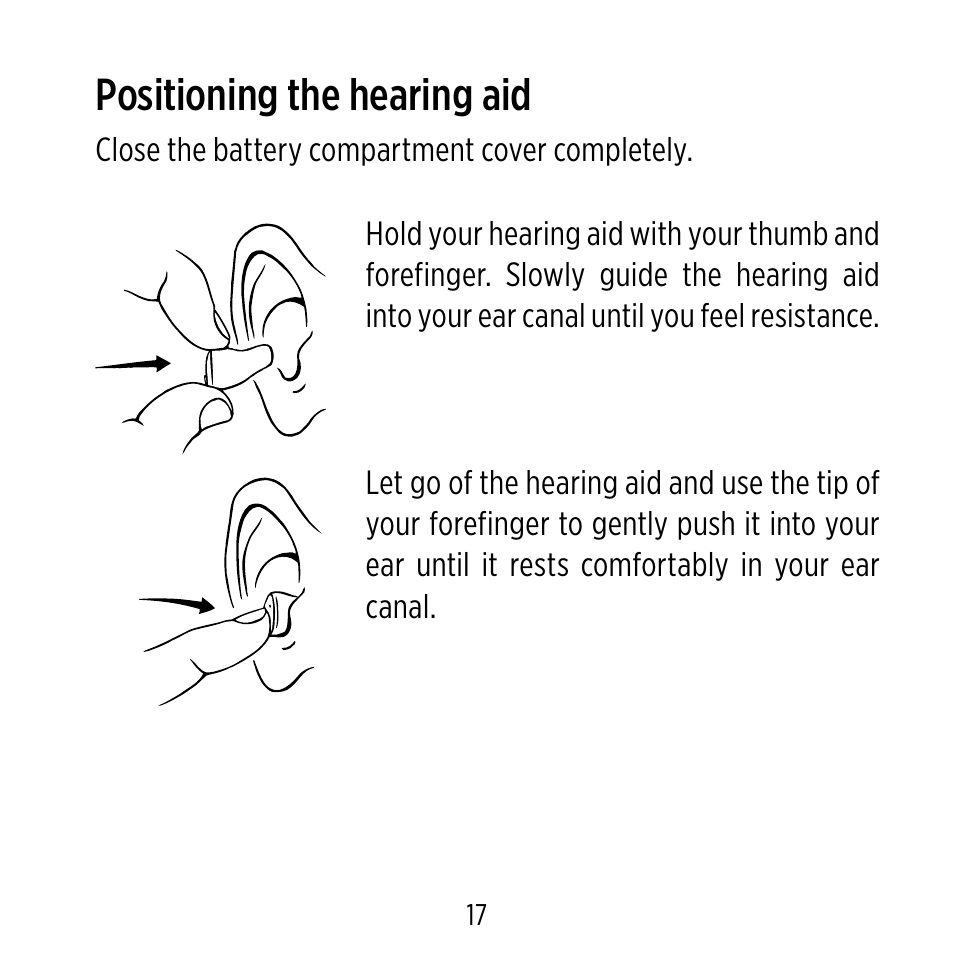 Positioning the hearing aid | Widex ME-X User Manual | Page 17 / 64