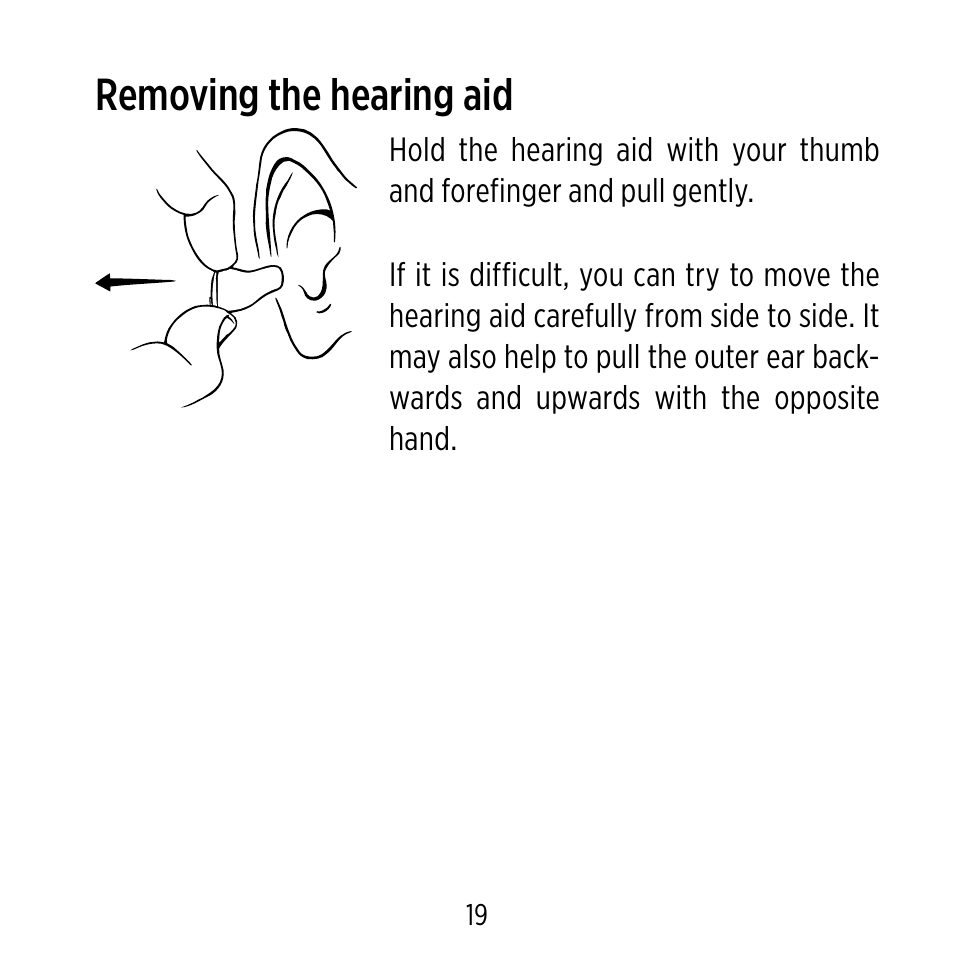 Removing the hearing aid | Widex ME-X User Manual | Page 19 / 64