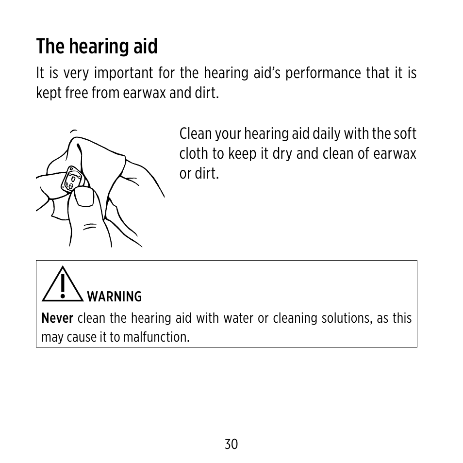 The hearing aid | Widex ME-X User Manual | Page 30 / 64