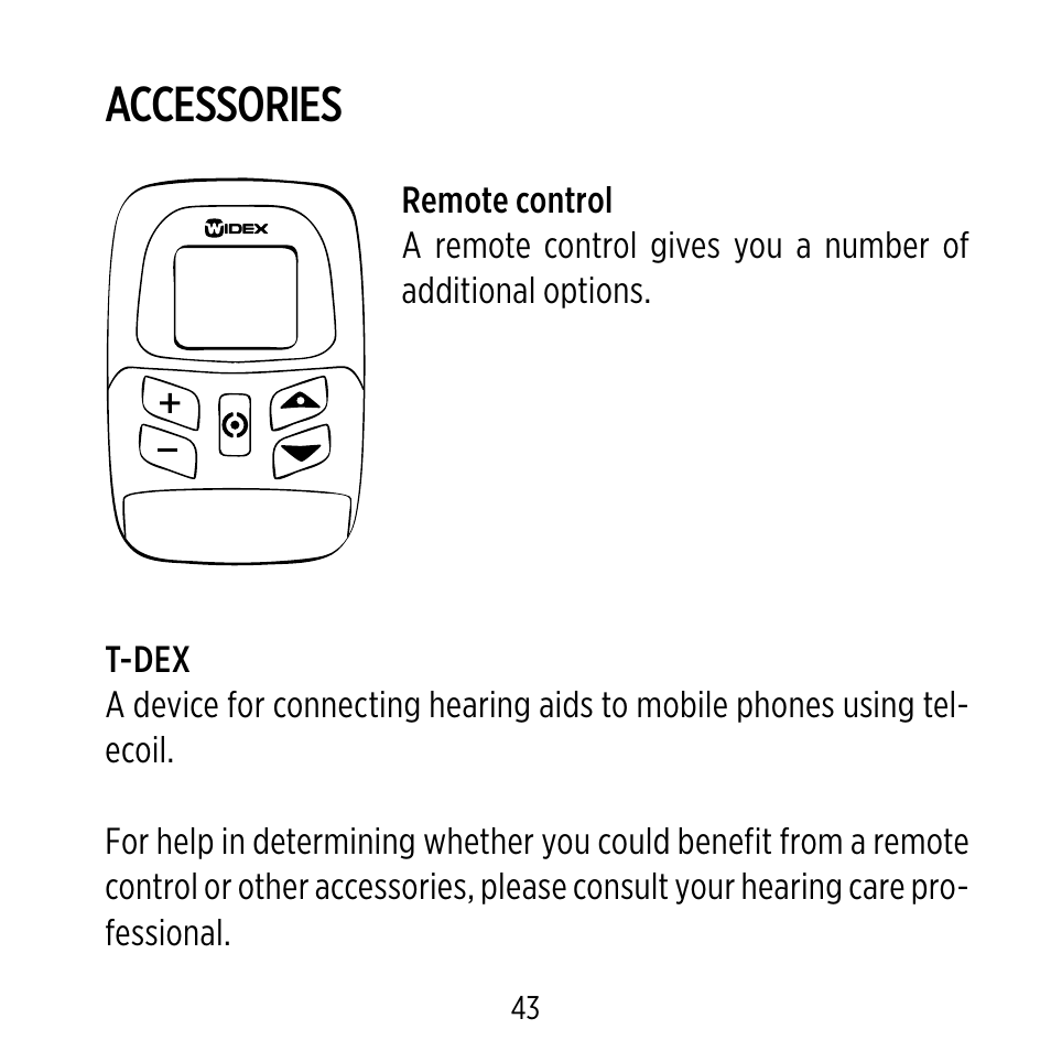 Accessories | Widex ME-X User Manual | Page 43 / 64